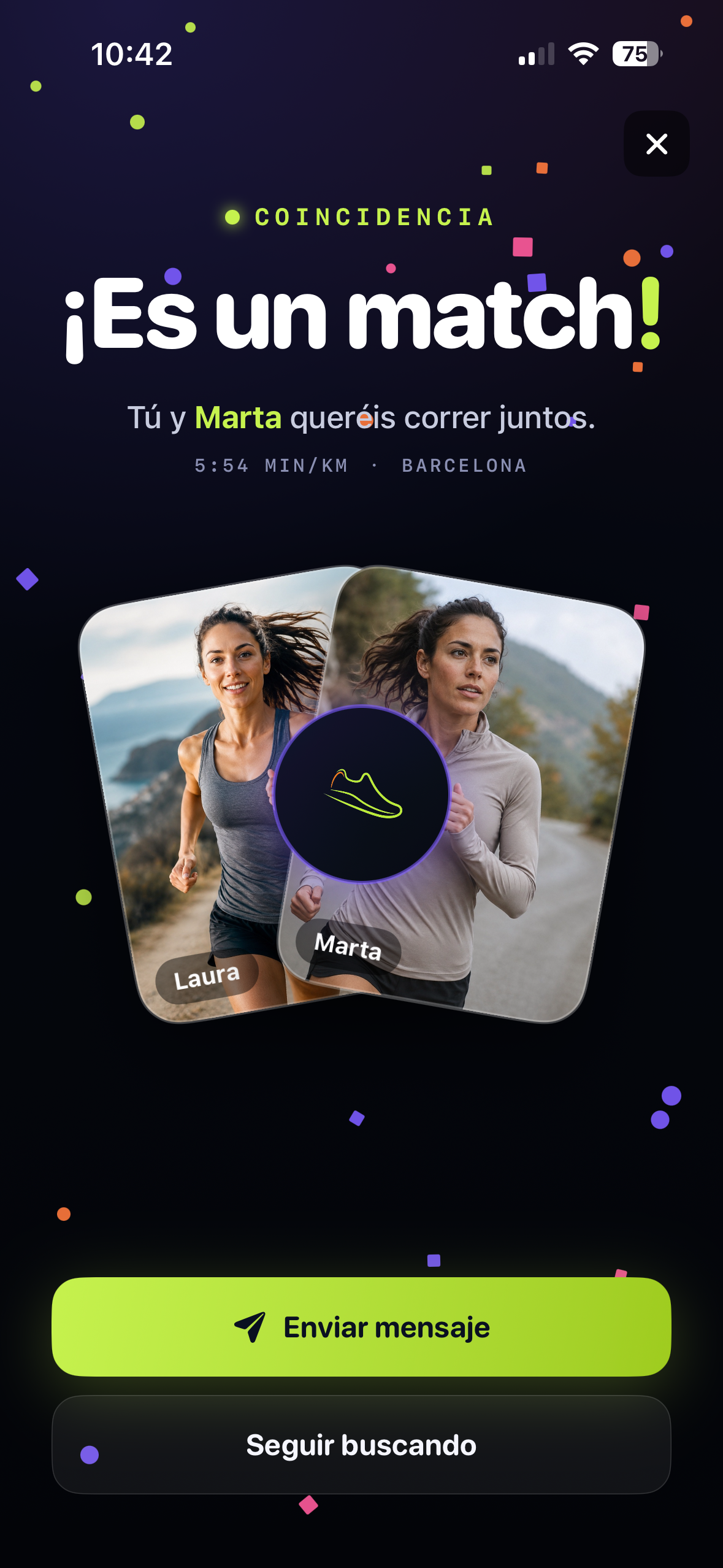 Pantalla "¡Es un match!"