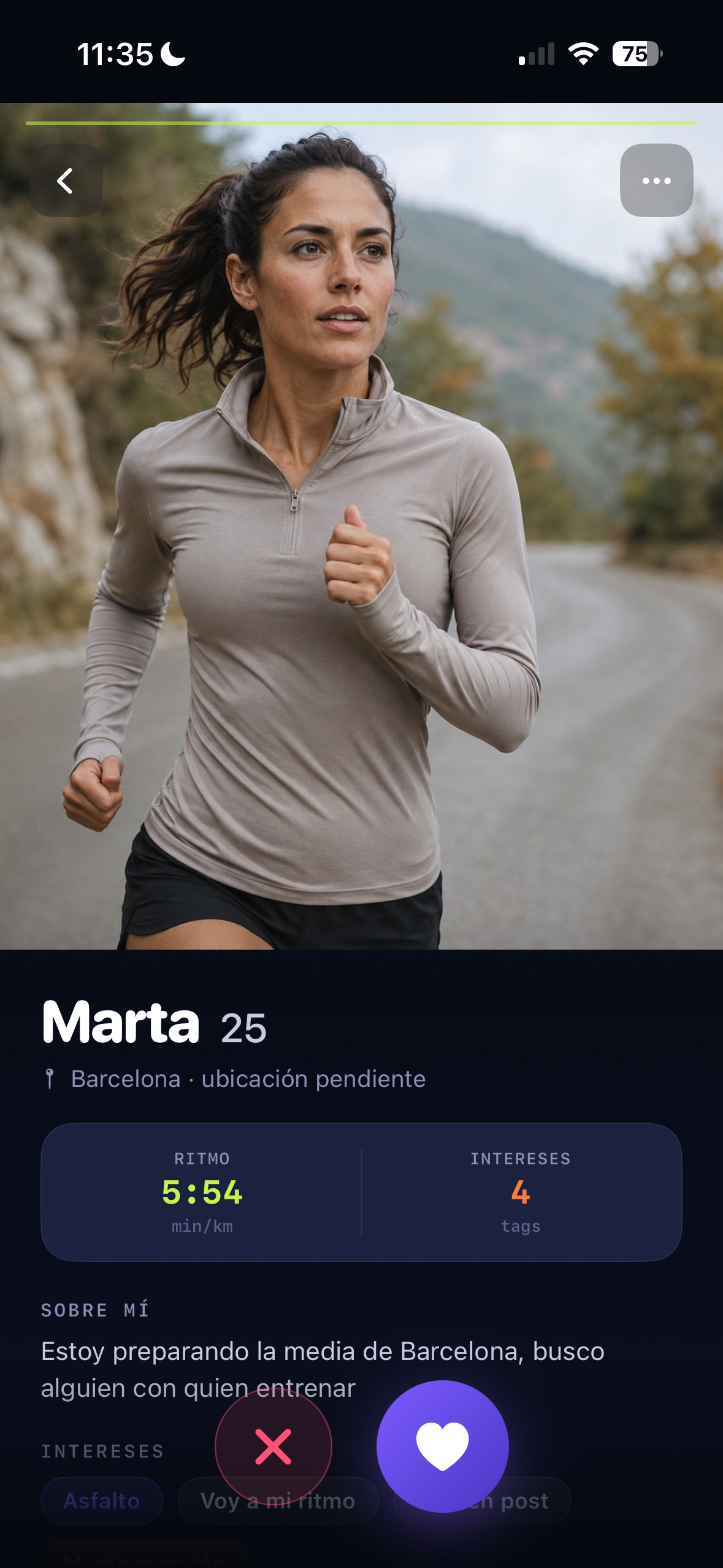 Pantalla de perfil con redes conectadas